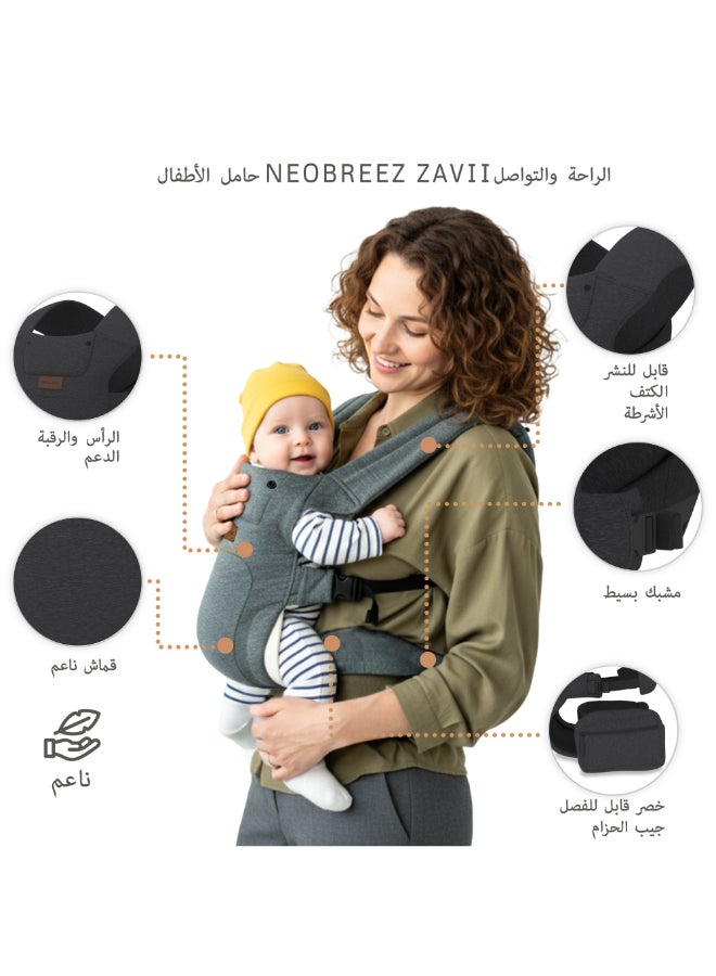 neobreez ZAVII 2-in-1 Convertible Baby Carrier for Newborns to Toddlers, Extra Soft&Ergonomic Baby Wrap with Head Support,  Detachable Privacy Hood&Saliva Bib, Lightweight, Adjustable Hip Carrier, 7–26 lbs, 3–12 kg - Image 5