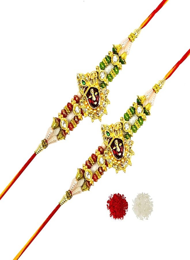 Evisha 2 Pcs Shrinathji Bracelet Rakhi For Brother | Rakhi Combo-223-Two | rakhi || rakhi set || rakhi for brother - Image 1