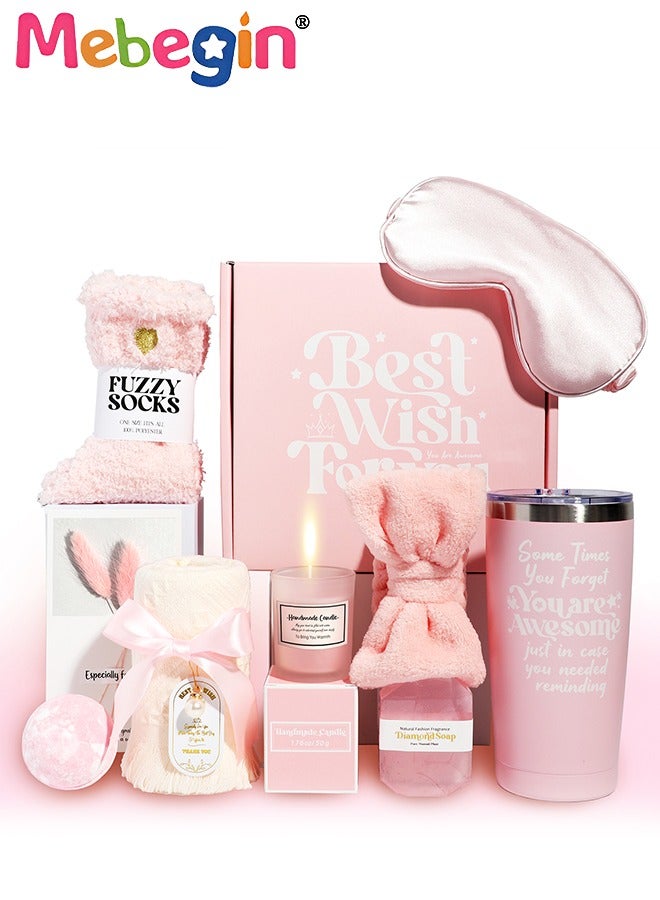 10PCS Gift Set for Women, Mother's Day Gifts Kit with Pair of Sock, Diamond-shaped Soap, Ribbon Hairband, Scented Candle and Other Items, Unique Relaxing Spa Gift Basket, Creative Gifts for Mom, Wif - Image 1