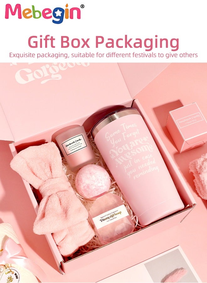 10PCS Gift Set for Women, Mother's Day Gifts Kit with Pair of Sock, Diamond-shaped Soap, Ribbon Hairband, Scented Candle and Other Items, Unique Relaxing Spa Gift Basket, Creative Gifts for Mom, Wif - Image 2