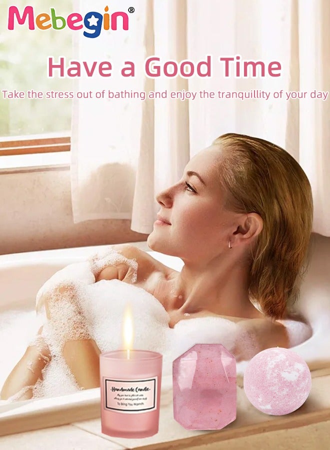 10PCS Gift Set for Women, Mother's Day Gifts Kit with Pair of Sock, Diamond-shaped Soap, Ribbon Hairband, Scented Candle and Other Items, Unique Relaxing Spa Gift Basket, Creative Gifts for Mom, Wif - Image 3