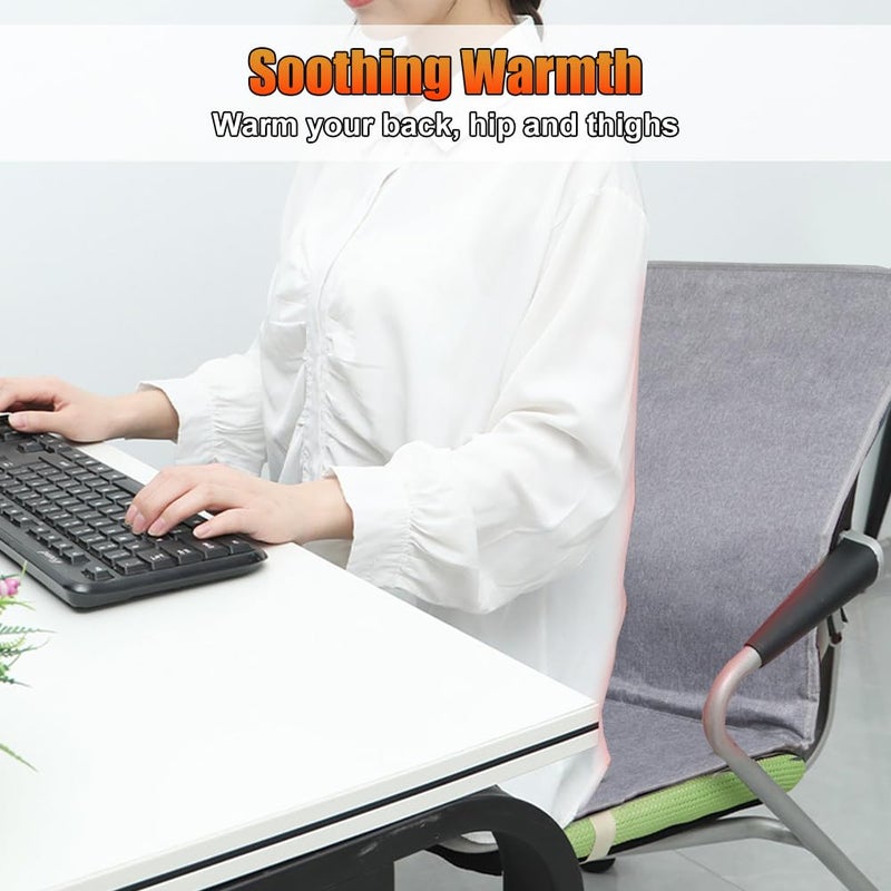 WOOLALA USB Heated Seat Cushion for Office Chair, Large Heating Area Heated Seat Cover Therapy Heating Pad for Back, Lumbar, Hip, Thigh with 3 Temperatures Levels, 17In * 35.5In - Image 5