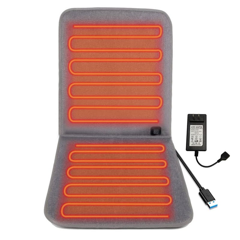 WOOLALA USB Heated Seat Cushion for Office Chair, Large Heating Area Heated Seat Cover Therapy Heating Pad for Back, Lumbar, Hip, Thigh with 3 Temperatures Levels, 17In * 35.5In - Image 1