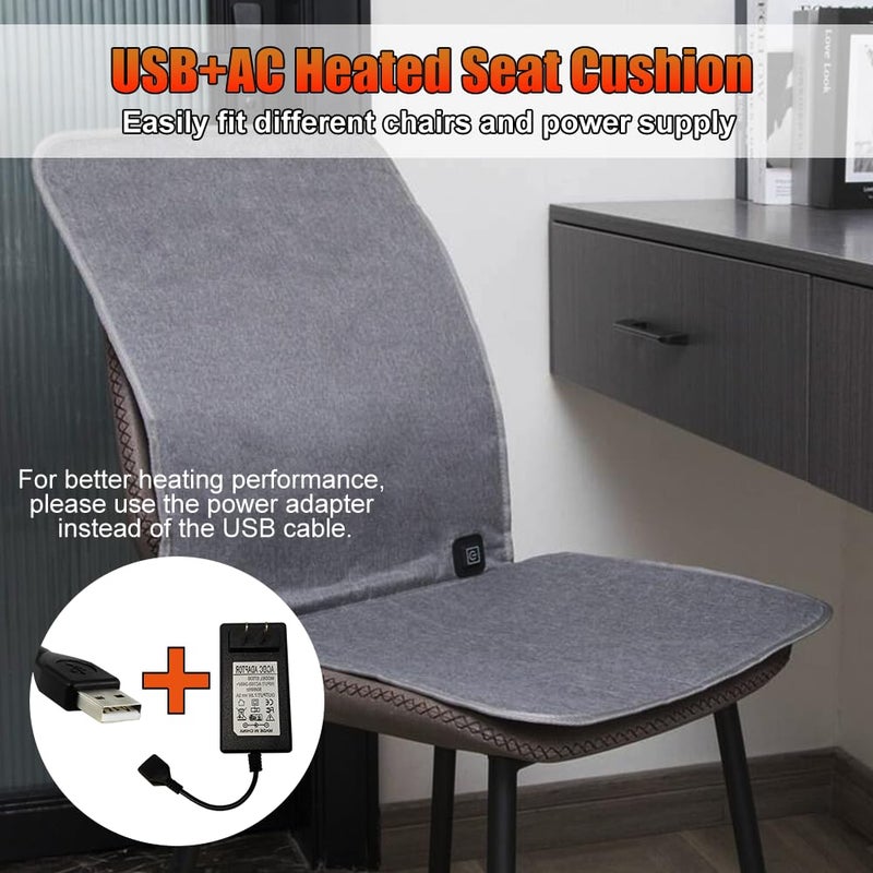 WOOLALA USB Heated Seat Cushion for Office Chair, Large Heating Area Heated Seat Cover Therapy Heating Pad for Back, Lumbar, Hip, Thigh with 3 Temperatures Levels, 17In * 35.5In - Image 4
