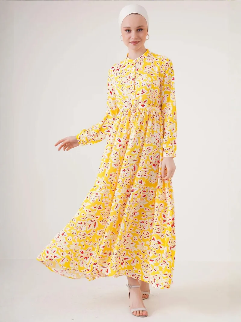 بيغ دارت فستان ماكسي من  بنقوش وأزرار