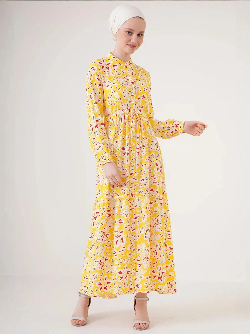 بيغ دارت فستان ماكسي من  بنقوش وأزرار