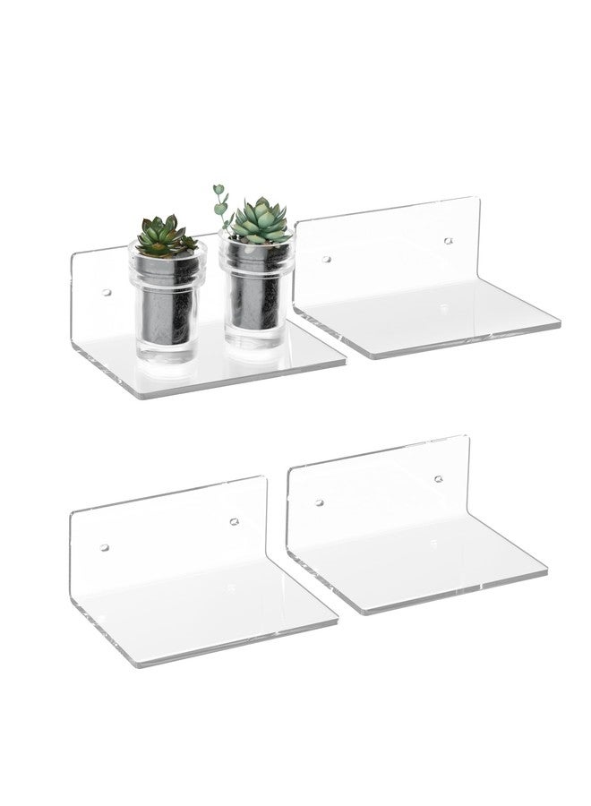 Hexsonhoma 9 Inch Clear Wall Shelves, Acrylic Small Floating Shelf, Home Wall Display Shelf for Storage, Room Décor, Space Saving, Items Organizer, Bathroom Organizer, 4 Pack - Image 1