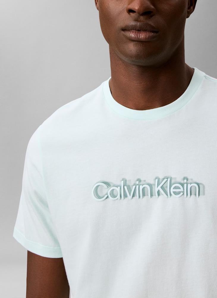 CALVIN KLEIN Textured Graphic Logo T-Shirt - Image 4