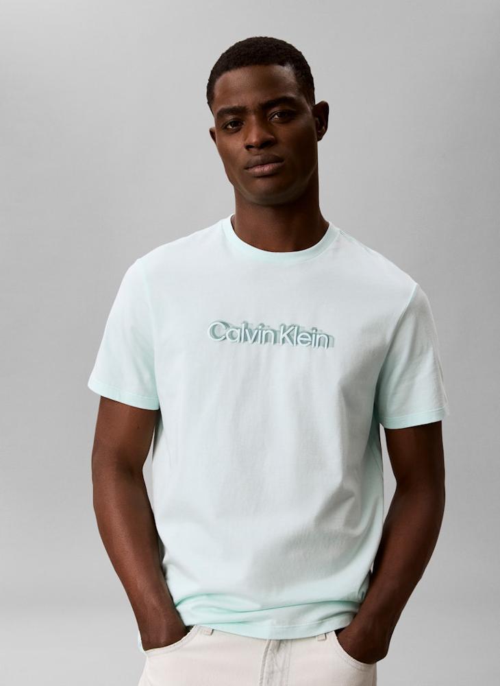 CALVIN KLEIN Textured Graphic Logo T-Shirt - Image 5