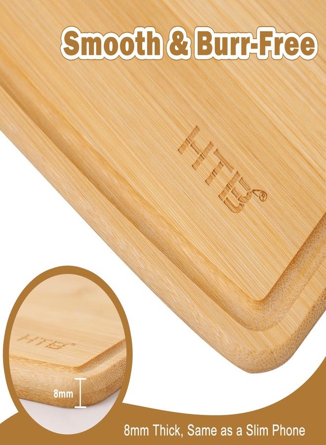 HTB Bamboo Cutting Board for Kitchen, Small Cutting Boards Serving Boards for Sandwich Cheese Fruit Meal Breakfast Home Lightweight Solid Mini Wooden Chopping Board 1 PCS - Image 3