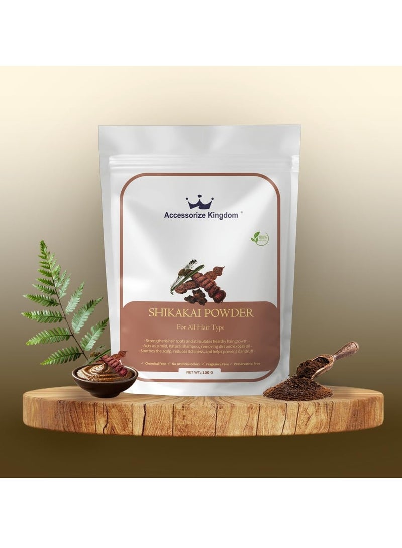 مملكة الإكسسوارات مسحوق شيكاكاي (100 غرام) - نقي 100% | للعناية الطبيعية بالشعر والبشرة | يعزز نمو الشعر، ويقوي جذوره، ويقلل من القشرة، ويمنحه لمعانًا | ينظف البشرة بلطف - Image 3