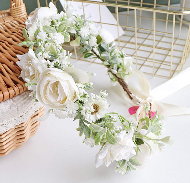 DreamLily Maternity Woodland Photo Shoot Peony Flower Crown Hair Wreath Wedding Headband BC44 (Style 10 Ivory Peony) - Image 4