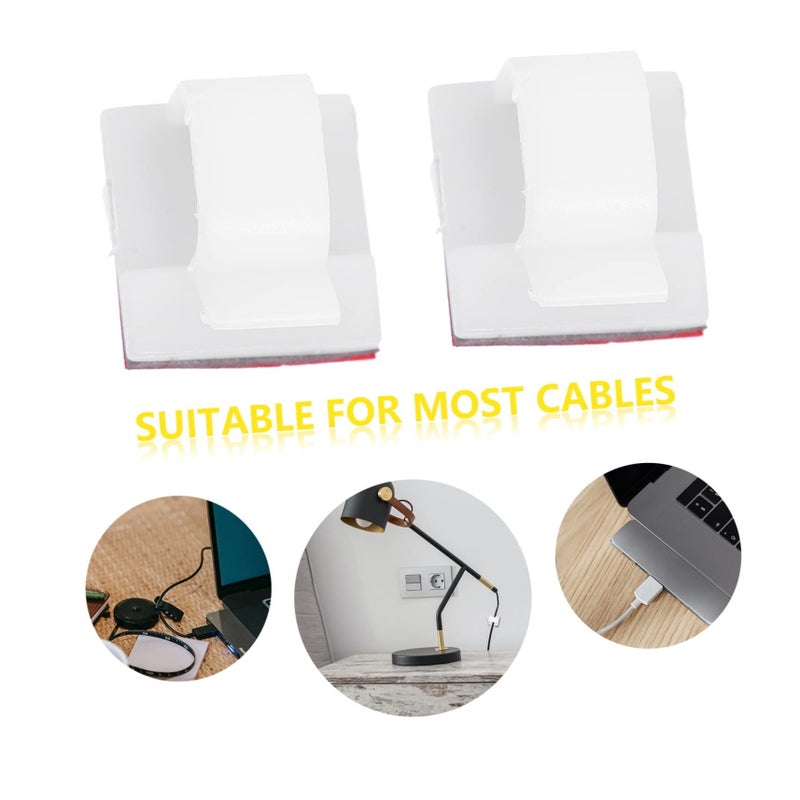 White Cable Clips 3pcs Wire Holder for Cord Management Home Car Desk - Image 4