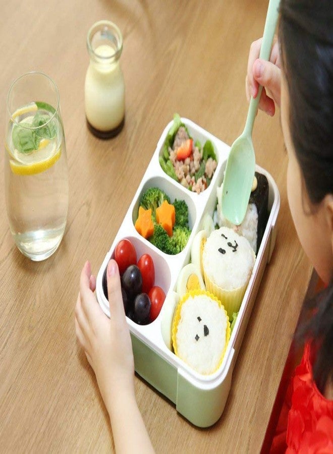 LDG WARE Plastic Airtight Lunch Box with 4 Compartments, Microwave, Freezer & Dishwasher Safe Includes Spoon & Fork Reusable Food Container for Kids & Adults at School, Office (1-pcs) - Image 5