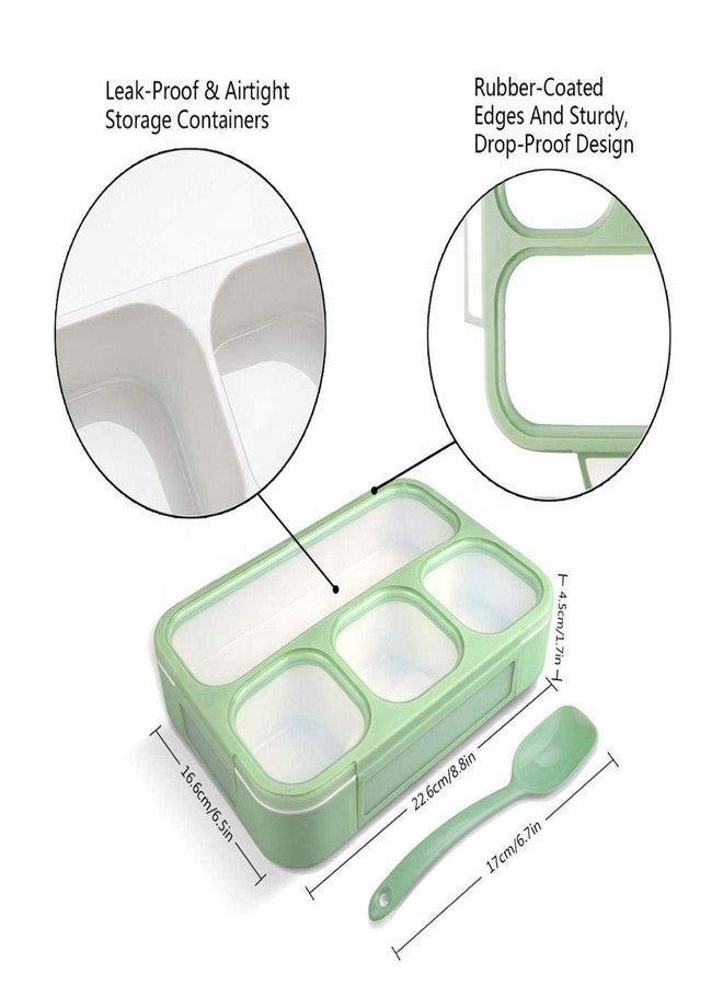 LDG WARE Plastic Airtight Lunch Box with 4 Compartments, Microwave, Freezer & Dishwasher Safe Includes Spoon & Fork Reusable Food Container for Kids & Adults at School, Office (1-pcs) - Image 2