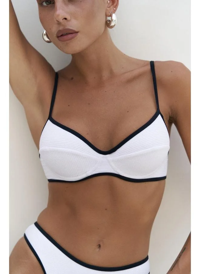 Bohemai  Laili Contrast Stripe Detailed White Bikini Top for Women | Best Price UAE