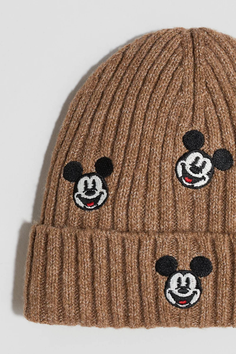 H&M Appliquéd rib-knit beanie