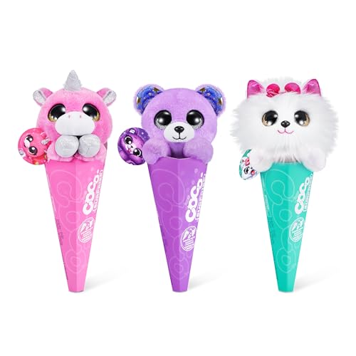 COCO Surprise Coco Cones 3 Pack by ZURU Animal Plush Toys with Baby Collectible Surprise in Cone Randomly Assorted Animal Toy for Girls and Kids Mystery 3 Pack - Image 1