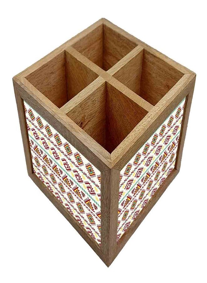 Nutcase Wooden Cutlery Stand Holder Silverware Caddy Spoons Forks Knives Organizer for Dining Table & Kitchen -Made in India-Spoons NOT Included - Beautiful Geometric Design - Image 3