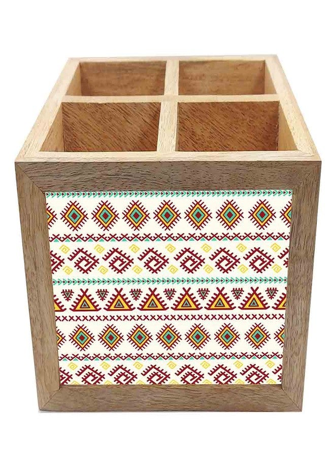 Nutcase Wooden Cutlery Stand Holder Silverware Caddy Spoons Forks Knives Organizer for Dining Table & Kitchen -Made in India-Spoons NOT Included - Beautiful Geometric Design - Image 4