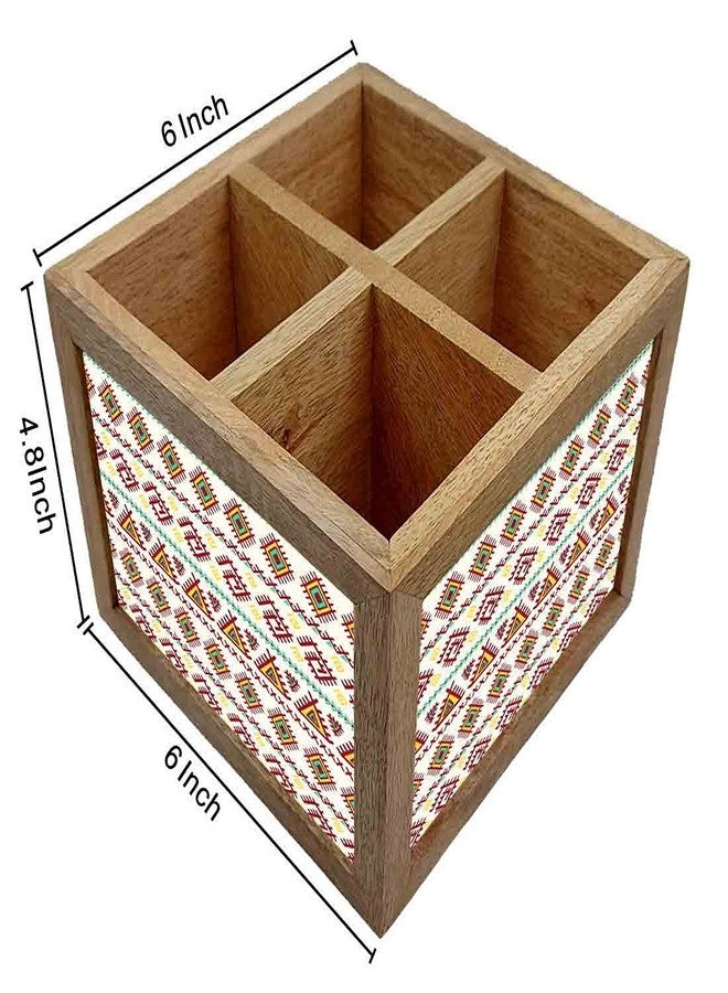 Nutcase Wooden Cutlery Stand Holder Silverware Caddy Spoons Forks Knives Organizer for Dining Table & Kitchen -Made in India-Spoons NOT Included - Beautiful Geometric Design - Image 5