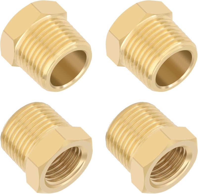 KOOTANS 4pcs Heavy Duty 3/8 NPT Male Thread to 1/4 NPT Female Thread Brass Reducer Hex Bushing Brass Fitting Pipe Hose Tube Adapter Convert - Image 1