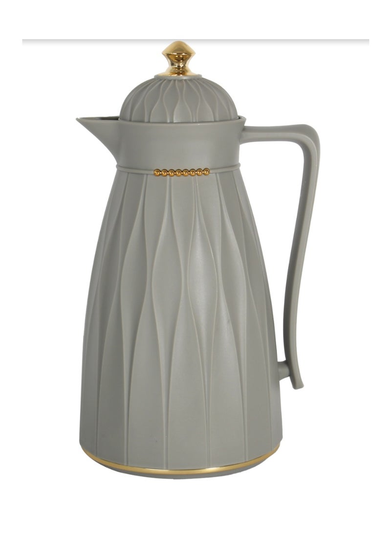 Homeway Vacuum Flask Set 1.0L + 0.60L 2 Pieces Vacuum Insulated Beverage Server with Elegant Grey & Gold Design HW3925 - Image 1