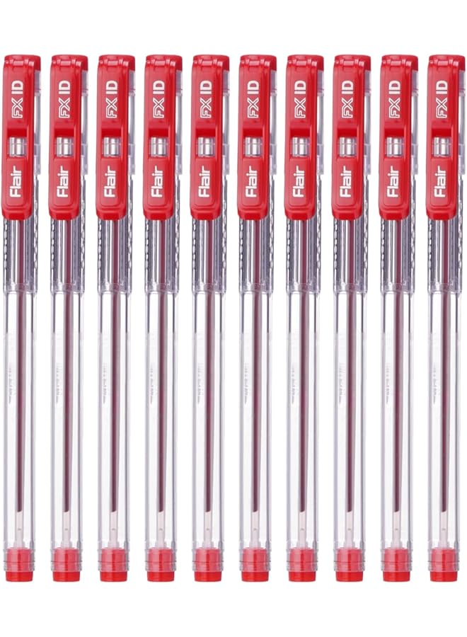 إيروريكس أقلام حبر جاف Fx Id مقاس 0.7 مم، مجموعة من 10 قطع باللون الأحمر - Image 1
