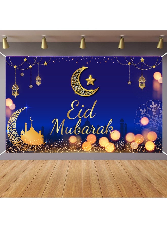 NIBEMINENT Ramadan Mubarak Door Cover Ramadan Decorations for Home, Large Eid Mubarak Ramadan Backdrop with Moon Castles Sign for Muslim Indoor Outdoor Decor Party Supply 180*110cm - Image 1
