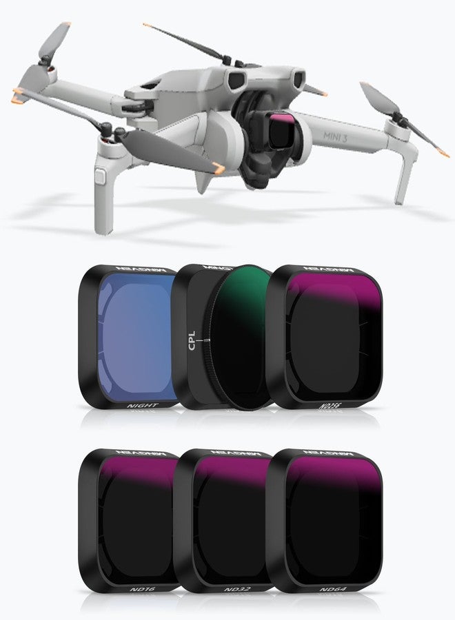 MINGVEN Mini 3 ND Filters, ND Filter Set Compatible with DJI Mini 3/Mini 3 Pro Accessories - 6 Pack (CPL,Natural Night,ND16,ND32,ND64,ND256) - Image 1