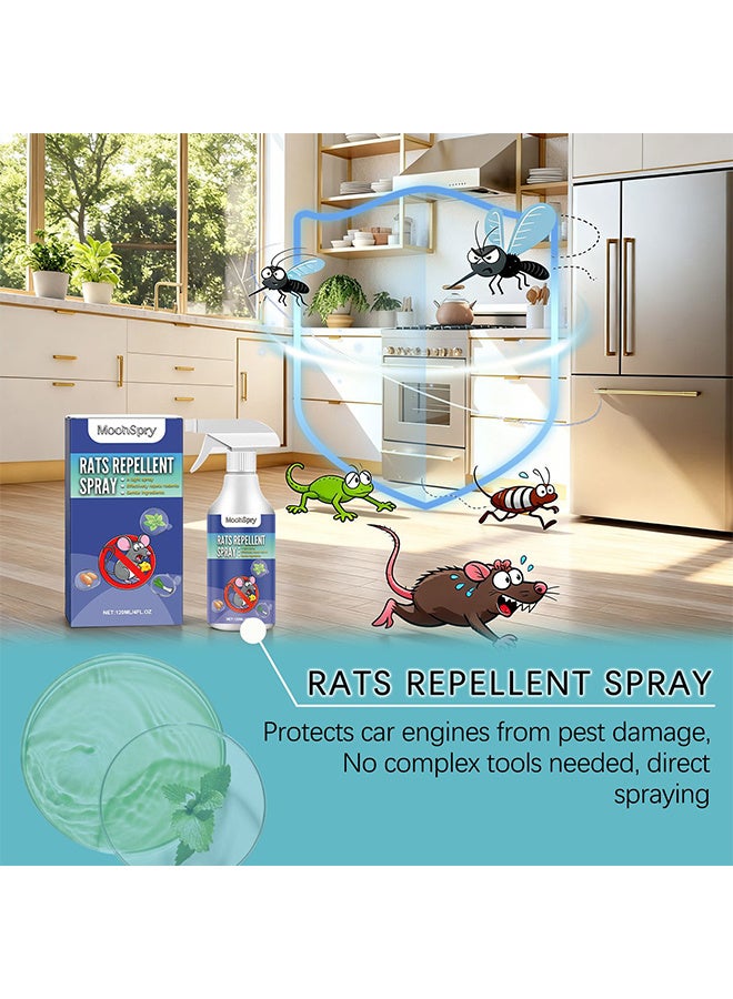 MOONSPRY Rats Repellent Spray, Rodent Repellent, 100% Natural Repel Mice, Outdoor Garden Mint Scented Rat Repellent Spray, Use To Prevent, Catch And Repel Rats, Eco-Friendly Mouse Repellent Spray Natural Non-Toxic, 120ml - Image 4