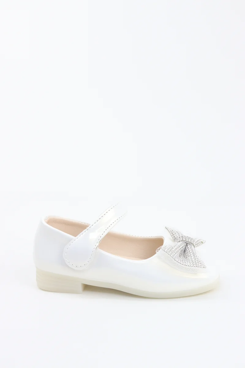 Viny VINY Girls Ballerina Flats with Rhinestone Bow – Elegant Ballet Flats for Girls, Adjustable Strap, Comfortable Party & Occasion Princess Shoes for Kids