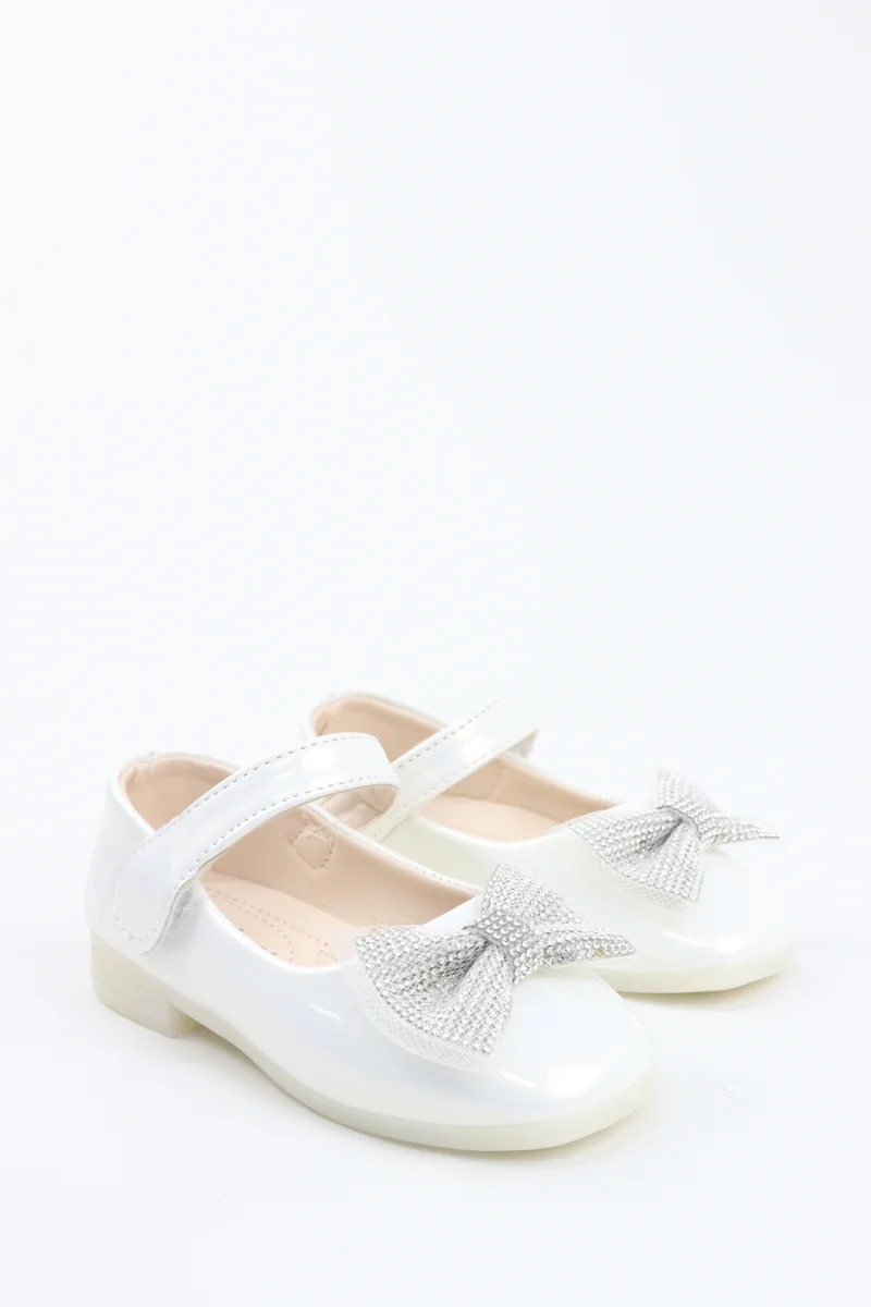 Viny VINY Girls Ballerina Flats with Rhinestone Bow – Elegant Ballet Flats for Girls, Adjustable Strap, Comfortable Party & Occasion Princess Shoes for Kids