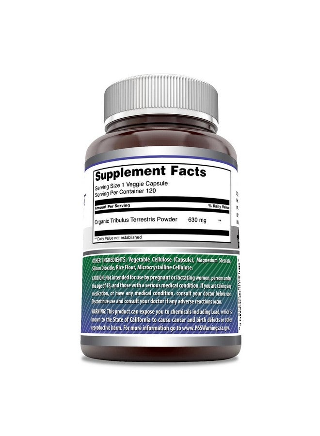 Amazing Nutrition Amazing Formulas Organic Tribulus Terrestris Extract Supplement | 630 Mg Per Serving | 120 Veggie Capsules | Non-GMO | Gluten-Free | Made in USA - Image 2