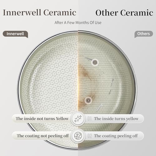 Innerwell 8 Inch Non Stick Frying Pan with Lid, Ceramic Hybrid Tri-Ply Stainless Steel Nonstick Skillet W/Lid, Small No Toxic Cooking Pans Induction Egg Frying Pan W/Stay Cool Handle, PFAS/PFOA/PTFE Free - Image 5