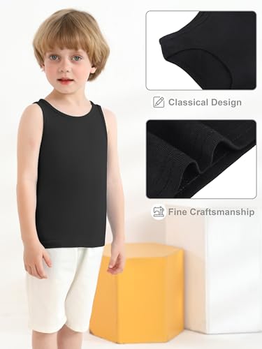 Cooraby 6 Pack Toddler Tank Top Kids Undershirts Soft Undershirt for Boys and Girls Black - Image 3