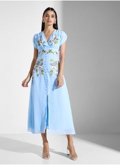 Hope & Ivy Embroidered Midi Tea Dress  - Image 1