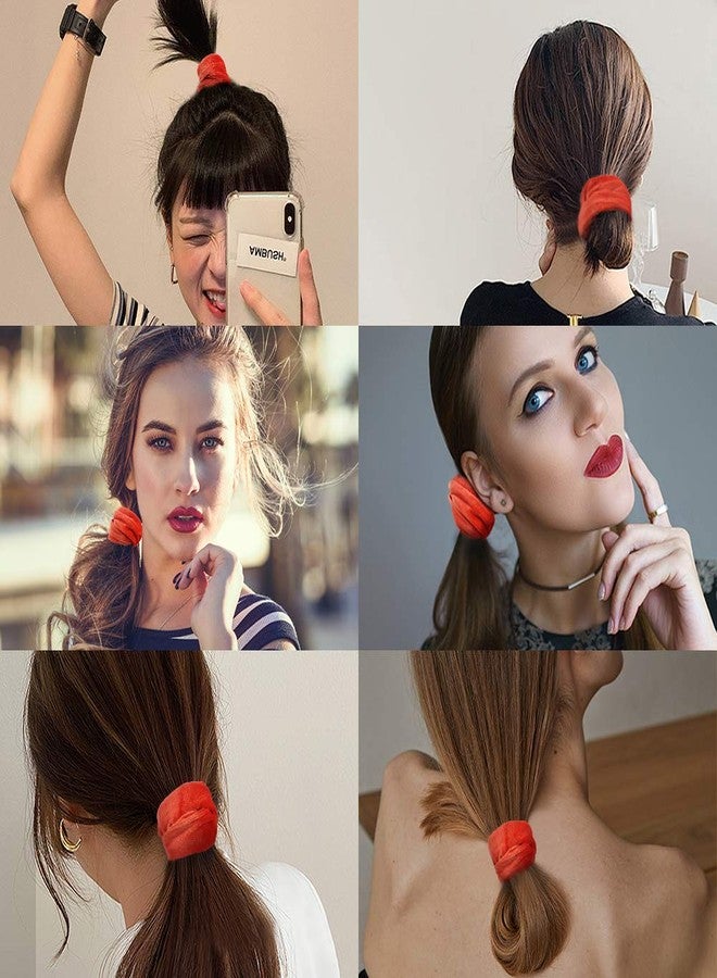 Didder 20 Pcs Hair Scrunchies Velvet Elastics Scrunchy Hair Ties Orange Soft Scrunchie Bobbles Ropes Scrunchie Solid color Hair Bands for Women Girls - Image 4
