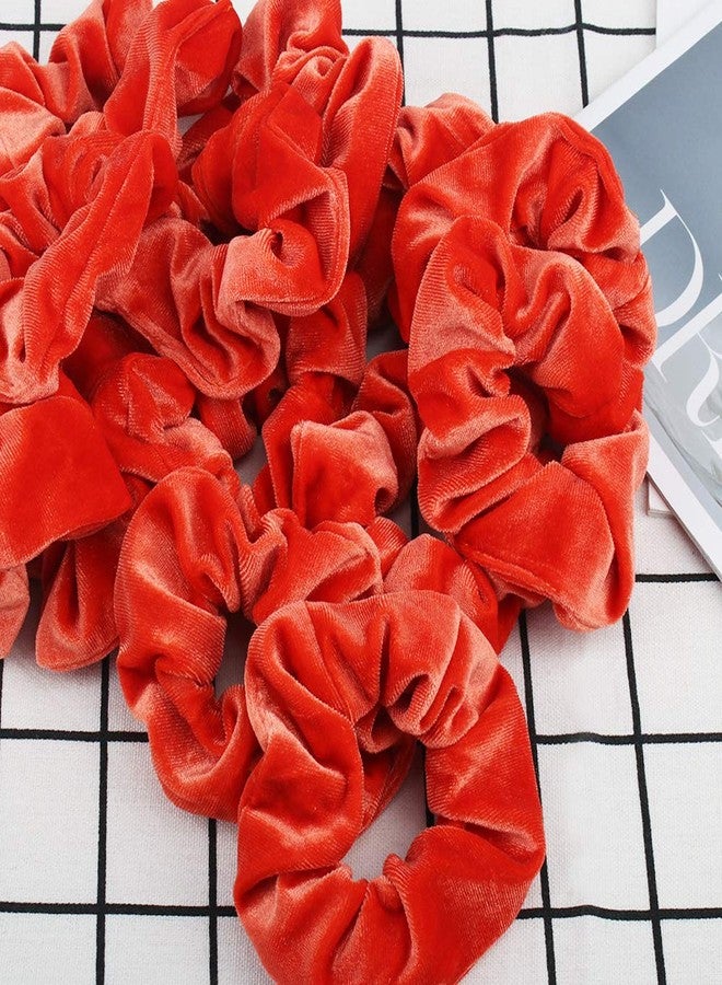 Didder 20 Pcs Hair Scrunchies Velvet Elastics Scrunchy Hair Ties Orange Soft Scrunchie Bobbles Ropes Scrunchie Solid color Hair Bands for Women Girls - Image 3
