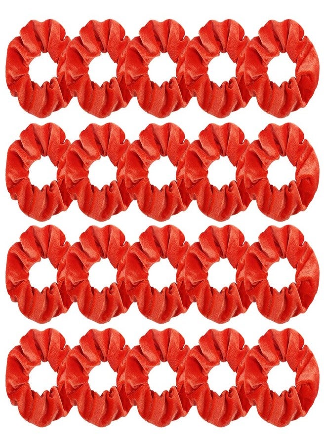 Didder 20 Pcs Hair Scrunchies Velvet Elastics Scrunchy Hair Ties Orange Soft Scrunchie Bobbles Ropes Scrunchie Solid color Hair Bands for Women Girls - Image 1