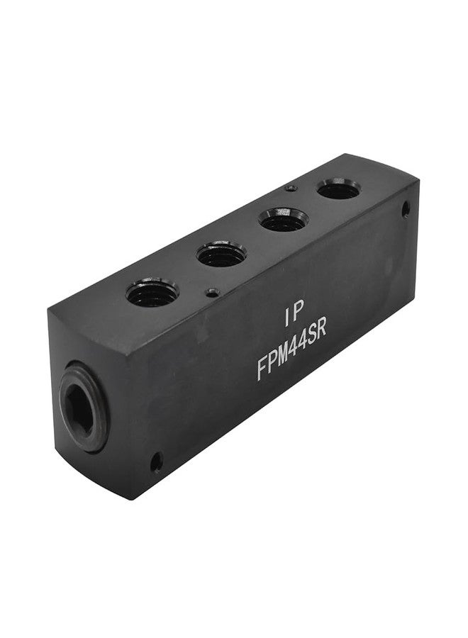 Interstate Pneumatics FPM44SR 3/8" FPT x 1/4" FPT Aluminum Rectangle Pencil Manifold, 1 Inlet to 4 Outlets - Image 1