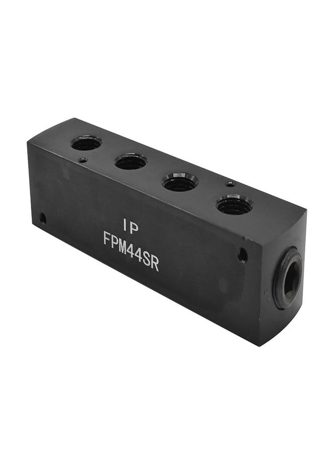 Interstate Pneumatics FPM44SR 3/8" FPT x 1/4" FPT Aluminum Rectangle Pencil Manifold, 1 Inlet to 4 Outlets - Image 4