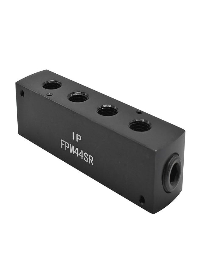 Interstate Pneumatics FPM44SR 3/8" FPT x 1/4" FPT Aluminum Rectangle Pencil Manifold, 1 Inlet to 4 Outlets - Image 2