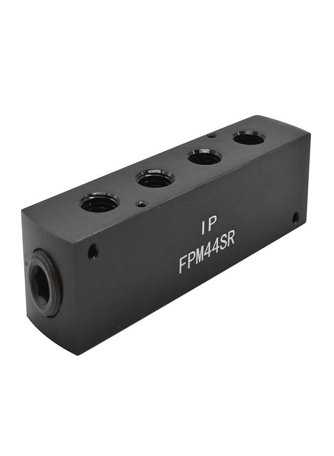Interstate Pneumatics FPM44SR 3/8" FPT x 1/4" FPT Aluminum Rectangle Pencil Manifold, 1 Inlet to 4 Outlets - Image 3