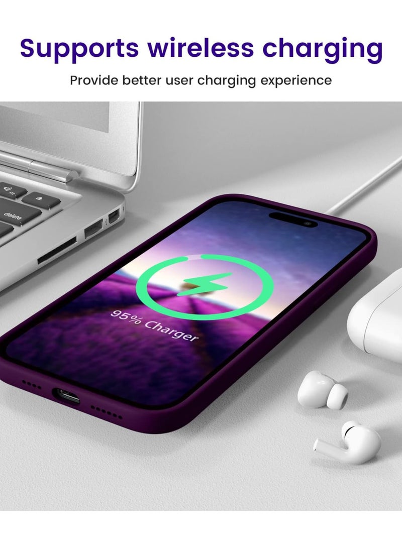 حافظة هاتف آيفون 15 برو ماكس، غطاء حماية من السيليكون مقاوم للصدمات ومضاد للخدش (أرجواني) - Image 4