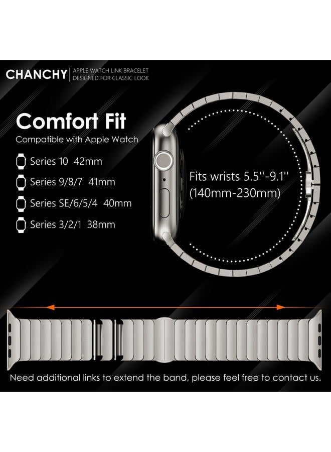 CHANCHY Men's Ultra Link Stainless Steel Metal with Folding Clasp Band for Apple Watch Series 8 7 6 5 4 3 2 1 SE (Titanium, 49mm 45mm 44mm 42mm) - Image 5