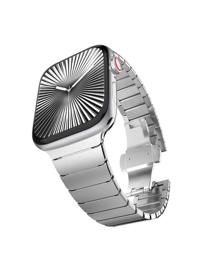 CHANCHY Men's Ultra Link Stainless Steel Metal with Folding Clasp Band for Apple Watch Series 8 7 6 5 4 3 2 1 SE (Titanium, 49mm 45mm 44mm 42mm) - Image 1