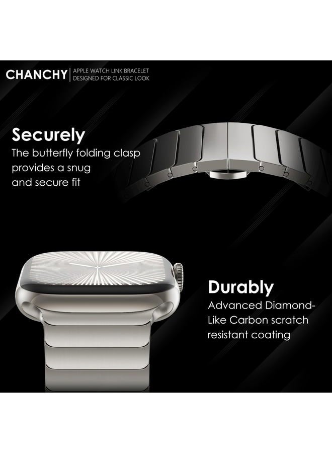 CHANCHY Men's Ultra Link Stainless Steel Metal with Folding Clasp Band for Apple Watch Series 8 7 6 5 4 3 2 1 SE (Titanium, 49mm 45mm 44mm 42mm) - Image 4