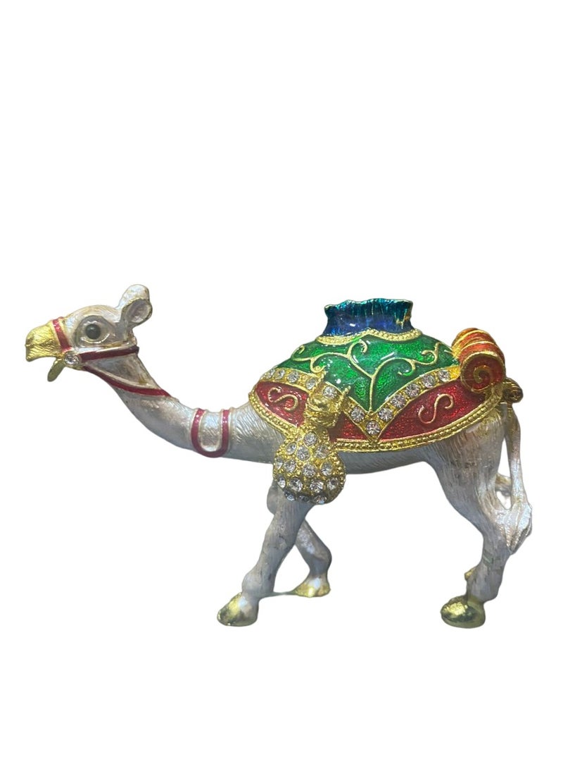 هدية تذكارية من الجمل لون أبيض مع تخزين حلية بطول 7 سم وارتفاع 5 سم - Image 1