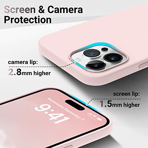 AOTESIER Shockproof Designed for iPhone 14 Pro Max Case, [Food Grade Silicone] [Military Drop Protection] with Anti-Scratch Lining Protective Phone Case for 14 ProMax, 6.7 inch, Chalk Pink - Image 4